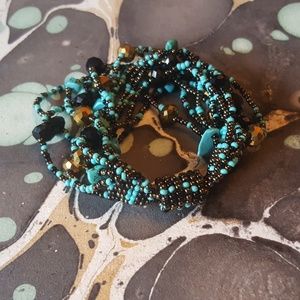 Multi-Strand Turqoiuse / Metallic Magnet Bracelet